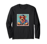 Golden Dog Music DJ Turntables Mixing Vinyl Records Graphic Long Sleeve T-Shirt