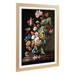 Big Box Art Framed Print of Willem Van Aelst Still Life Flowers 2 Design | Wall Art Picture | Home Decor for Kitchen, Living Room, Bedroom, Hallway, Oak, A2 / 24.5x18 Inch / 62x45cm