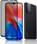 Protecteur D'écran De Confidentialité Compatible Avec Xiaomi Redmi Note 8 2021 , 1+2 Pièces Caméra, Protecteur D'écran Anti-Espion, Dureté 9h, Anti-Rayures, Pour Xiaomi Redmi Note 8 2021