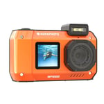 AgfaPhoto Realishot WP9500 - Waterproof Digital Camera, 7 m Waterproof, 24 MP, 18X Zoom, 4K Video, Dual Screen 2.9 Inch/1.4 Inch - Orange