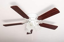 Pepeo Deluxe ceiling fan 105 cm white blade rosewood / dark walnut including lighting and pull switch, 105120192