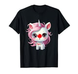 Red Unicorn Nose Funny Day 2024 Red Unicorn Nose Kids Girls T-Shirt