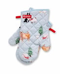 Cooksmart British Designed Christmas Gauntlet Oven Gloves | Festive oven Gloves For All Type of Kitchens | Oven Mitts For Men & Women - Christmas On The Farm