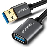 SUCESO USB 3.0 Extension Cable 2M USB 3.0 Type A Male to Female 5Gbps Data Sync USB Extender Cord Compatible with Printer, Scanner, Keyboard, Oculus Rift, Hard Drive,PS VR,HTC Vive,Card Reader, Camera