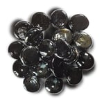 mesbilles 30 Billes Plates Noir Brillant - Galet en Verre 18 mm