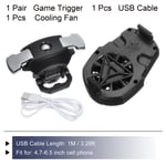 Gaming Trigger Mobile Phone Cooling Fan 2 in 1 with White USB Charging Cable