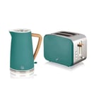 Swan Nordic 1.7L Jug Kettle & 2 Slice Toaster Set Stainless Steel - Pine Green