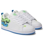 DC Shoes Homme Court Graffik Running Basket, Blanc/Citron Vert et Turquoise, 40.5 EU