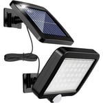 Lampe solaire-Lumière solaire extérieure avec détecteur de mouvement 56 led, lumière solaire de jardin étanche IP65 à 120 ° avec câble de 5 m