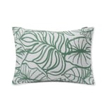 White/Green Printed Cotton Sateen Pillowcase White/Green, 50x60, Lexington