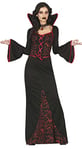 FIESTAS GUIRCA Déguisement de Vampiresse - Robe Longue Noire avec Imprimé Rouge pour Femme Adulte Taille M 38-40