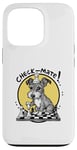 Coque pour iPhone 13 Pro Chien terrier mignon avec échiquier et pièces d'échecs