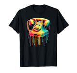 Dripping Paint Art Vintage Telephone Landline Dial T-Shirt