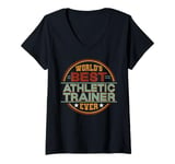 Womens Retro Badge Worlds Best Athletic Trainer V-Neck T-Shirt