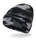 Levi's Unisex's All Season Comfy Leather Logo Patch Cuffed Hero Beanie Hat, Camo Black, One Size