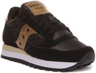 Saucony Jazz Originals Womens Lace up In Black Metalic Gold Size UK 3 - 8