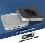 13 En 1 Mac Mini Dock Avec Boîtier De Disque Dur Pour Mac Mini M1 Avec Emplacement Ssd/Hdd, Hdmi, Vga, 2 * Usb 3.0, 2 * Usb 2.0, Tf/Sd, Prise Vidéo/Audio Pour Mac Mini 2018/2020[YIN140723]