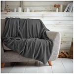 GC GAVENO CAVAILIA Popcorn Sofa Bed Blanket, Snuggle Waffle Throw, Fleece Blankets, Charcoal, 200X240 Cm