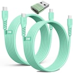 USB C to USB C Long Charger Cable 60W (2M+2M+Adapter) STRONG Braided Type C to C Cable Fast Charging Data Lead Compatible with iPhone 15, iPad Pro 2022, MacBook Pro, Samsung S24/S23/S22/A15/A25,Switch