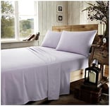 GC GAVENO CAVAILIA Brushed Cotton Bed Sheets, Flannelette Fitted Sheet With Pillowcases, Plain Flat Sheet Double, Purple, Plain Purple (671039)