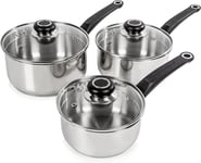 Morphy  Richards  970003  Equip  3 - Piece  Pan  Set ,  Stainless  Steel