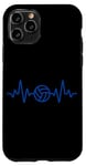 Coque pour iPhone 11 Pro Volleyball Heartbeat Minimalist Sports Bleu