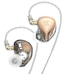 écouteurs intra-auriculaires équilibrés dynamiques électrostatiques Pro Monitor écouteurs filaires en métal à suppression de bruit Casque de musique de sport avec cable détachable, avec micro, or