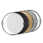 SMALLRIG 5-in-1 Photography Reflector, 43"(110cm) Portable Light Reflectors Diffuser Collapsible Multi Disc with Grip, Translucent, Silver, Gold, White and Black for Studio and Outdoor Lighting - 4131