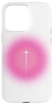 Coque pour iPhone 15 Pro Max Pink Aura Y2K Croix de foi chrétienne