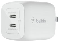 Belkin 45W Power Delivery Dual USB-C GaN Wall Charger-White