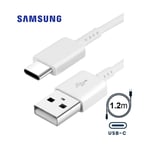 120cm - Cable Cordon Blanc Prise USB-A vers USB-C Charge Rapide Original Samsung compatible Chargeur USB 15W Pour Tablette Galaxy Tab A9 / Tab A9+ Plus