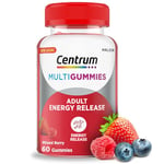 Centrum MultiGummies Energy Release, Multivitamin, including Vitamins D, B12 & B6 with Mixed Berry Natural Fruit Flavouring, 60 Chewable Gummies (Packaging may vary)