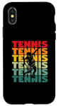 Coque pour iPhone X/XS Silhouette de tennis rétro vintage joueur entraîneur sportif amateur