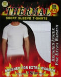 Mens Short Sleeve T-Shirt White Brushed Thermal Winter Warm Layer Underwear XXL