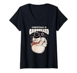 Womens The snowman is sour! Christmas falls out! V-Neck T-Shirt