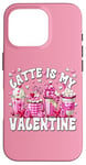 Coque pour iPhone 16 Pro Pink Valentines Day Latte Is My Valentine Nurse Graphic