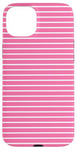 Coque pour iPhone 15 Plus Rose Blanc rayé Girly Esthétique Preppy Stripe