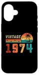 Coque pour iPhone 16 Cadeau d'anniversaire 51 ans pour homme femme Palm rétro vintage 1974