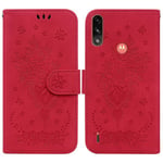 Yhteensopiva Motorola Moto E7 Power Wallet -kotelon kanssa Flip Pu Nahka Emboss Rose Flowers Magneettinen Kickstand korttipaikan kansi - punainen