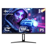 Minifire 24 inch Gaming PC Screen, 180Hz, 1ms, AdaptiveSync, IPS Monitor, FHD, 110% sRGB, 2xHDMI/1xDP Ports, BluelightShield, Ultra-Thin Bezel, Adjustable Tilt (MFG24F4 HDMI Cable Included)