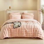 Tokokimo Housse de Couette Flanelle 220x240 - Hiver Housse de Couette Chaude Peluche, Parure de lit 220x240 Adulte avec 2 Taies d'oreiller 65x65 cm, Rose