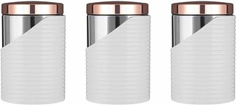 Tower Linear T826001RW Set of 3 Canisters with Air Tight White and Rose Gold 