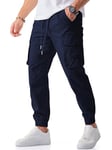 Meilicloth Mens Joggers Cargo Pants for Men Casual Stretch Jogging Work Trousers Men Elastic Waist Drawstring Jogging Tapered Sweatpants Blue 34