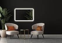 Zalena Lunar II Miroir Lumineux LED pour Salle de Bain avec Interrupteur Tactile Argenté 80 x 60 cm