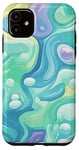 iPhone 11 Swirl Green Color Illustration Pattern Abstract Art Case