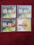 4 x SONY DVD-RW - 4.7GB, 1-4x Speed *NEW & SEALED* *Blank Recordable DVDs*