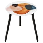 Baroni Home Table d’Appoint en Verre Ronde avec Structure en Métal, Dessus en Verre de Salon Chambre et Bureau, Table Basse Décorative de Design Coloré Multi-Usages, 1 Étagère Abstrait, 42x42x40 cm