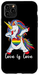 Coque pour iPhone 11 Pro Max Rainbow Unicorn Love Is Love Is Love LGBT LGBTQ Gay Lesbian Pride