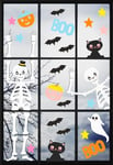 Halloween Reusable Window Stickers (NO GLUE) Super Spooky Fun Party Decorations Kid Friendly Glass Clings, Featuring Bats, Skeletons, Black Cats, Pumpkins- Made by Talking Tables UK | 6 Sheets