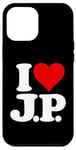 Coque pour iPhone 13 Pro Max I Love Heart J.P. JP J P Initiales de monogramme